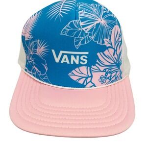 Vans Snapback Hat Blue Pink White Floral Cushion Skater Cap Trucker Off The Wall